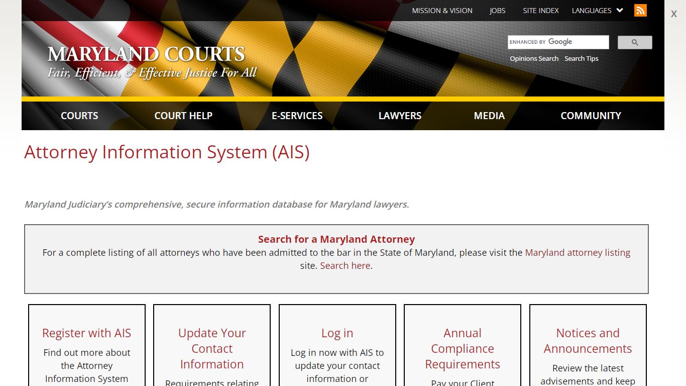 Attorney Information System (AIS) | Maryland Courts